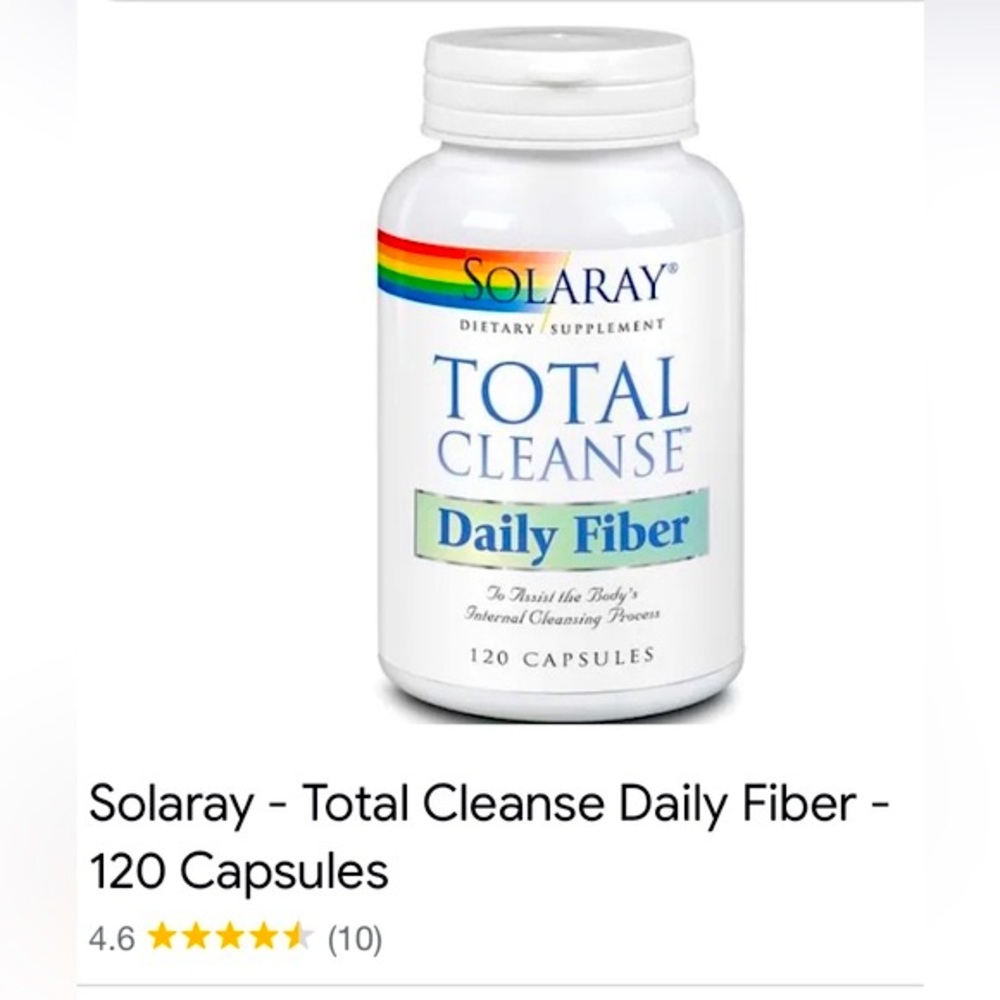 Solaray total cleanse Sealed bottle Daily fiber 120 capsules